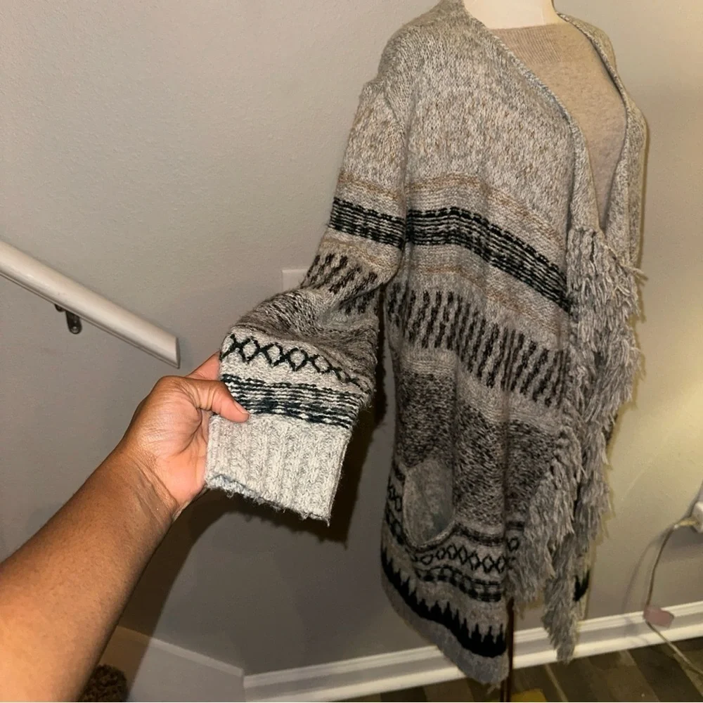 CAbi Gray and Black Patterned Cardigan